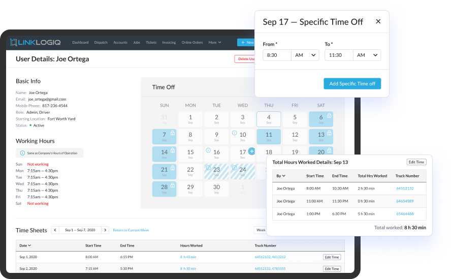 Driver Timesheets and Scheduling