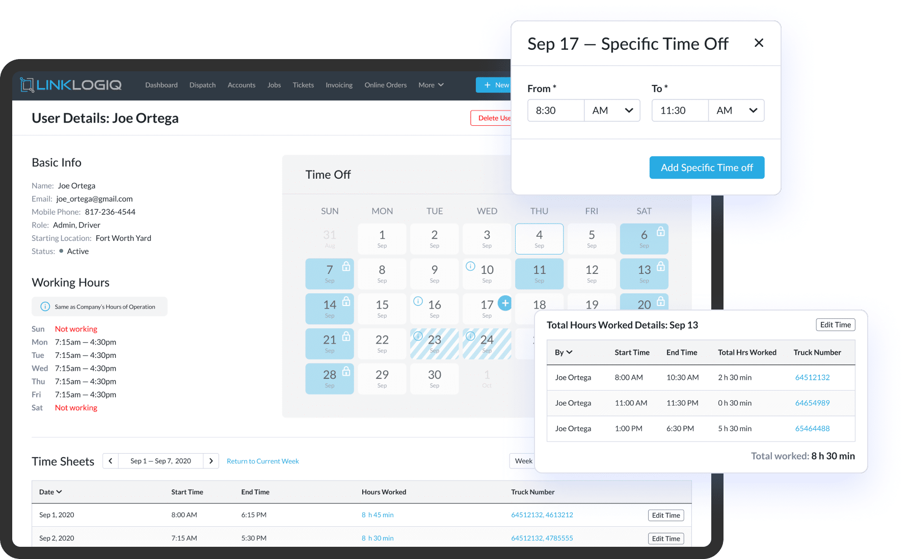 Driver Timesheets and Scheduling